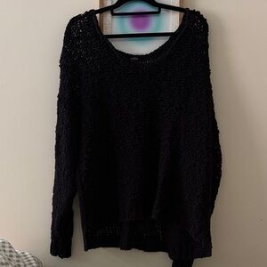 Free People Sunday Shore Pullover Black Knit Top